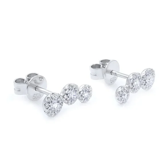 Rachel Koen Diamond Stud Earrings 14K White Gold 0.36 Cttw